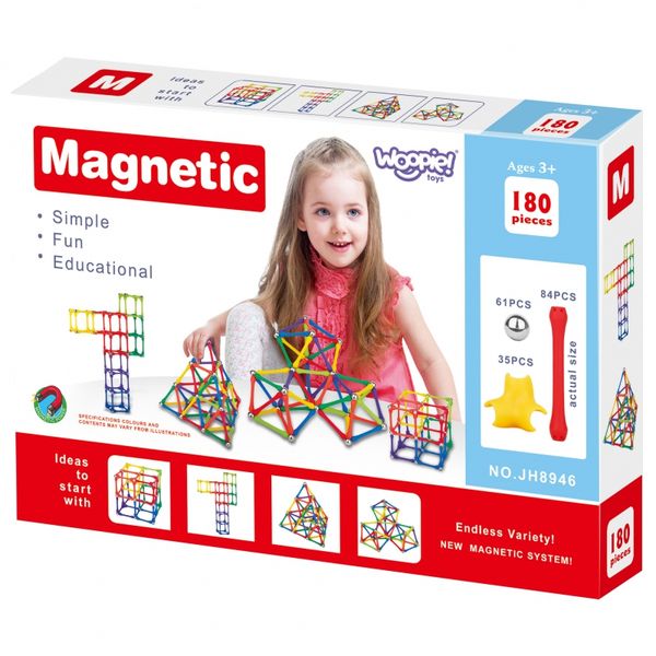 WOOPIE Magnetic Construction Blocks Creative Puzzle 180 pcs. zdjęcie 9