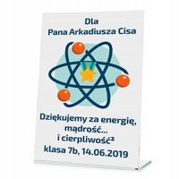 Prezent dla NAUCZYCIELA FIZYKI statuetka z NADRUKIEM DEDYKACJI PODZIĘKOWAŃ