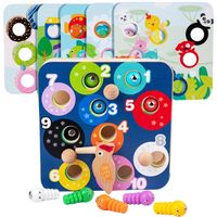 GRA ZRĘCZNOŚCIOWA 2W1 DREWNIANA WYCIĄGNIJ ROBACZKI