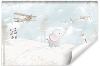 Fototapeta Dla Dzieci ZWIERZĘTA Panda Słonik Samoloty 180cm x 120cm