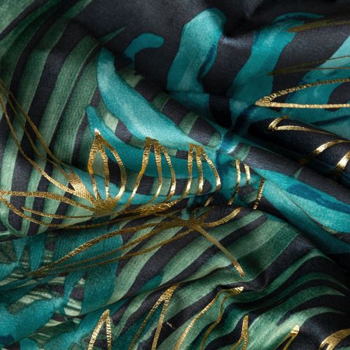 Zasłona gotowa na taśmie DAVOS 140x270 czarno zielona liście monstery na Arena.pl