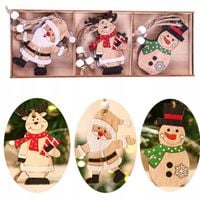 ZAWIESZKI DREWNIANE ŚWIĄTECZNE NA CHOINKĘ 9szt mikołaj, bałwan, renifer