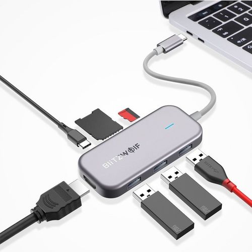 Adapter 7W1 Blitzwolf Bw-Th5 Hub Usb-C Do 3Xusb 3.0, Hdmi, Usb-C Pd, Sd, Microsd na Arena.pl