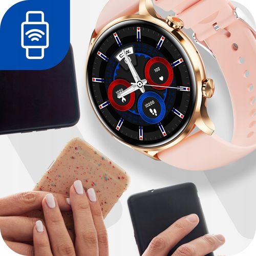 Smartwatch Zegarek Damski Pomiary Rozmowy Pulsometr Polskie Menu Elegancki na Arena.pl