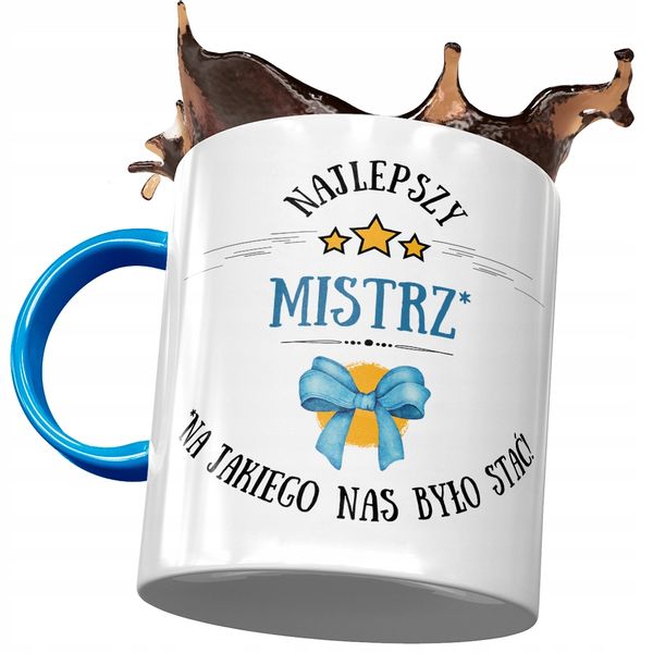 Kubek Błękitny Dla Mistrza Najlepszy Mistrz Kubek Z Nadrukiem Ze Zdjęciem zdjęcie 1