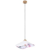 Wisząca lampa materiałowa HATTU FLORAL 1614719174 kopułowa kwiaty szary
