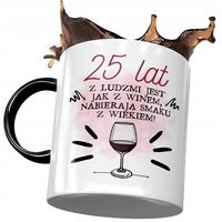 Kubek Czarny Na Urodziny 25 25Te 25-Te Prezent Z Nadrukiem Ze Zdjęciem