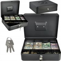 KASETKA METALOWA DUŻA XXL KASETA NA PIENIĄDZE BILON SEJF + 3 KLUCZE