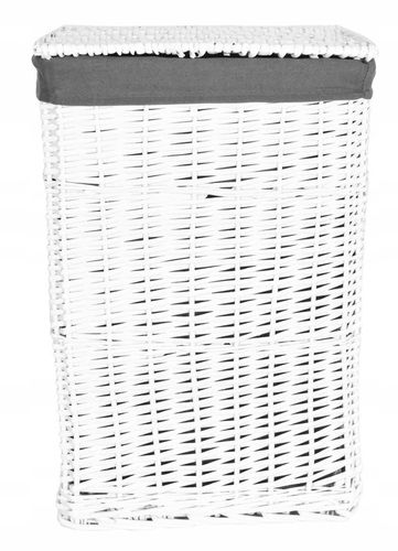 KOSZ WIKLINOWY NA PRANIE BIELIZNĘ ODZIEŻ ZABAWKI POJEMNIK BIAŁY KUFER 72L na Arena.pl