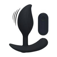 Remote Control Vibrating Liquid Silicone Anal Plug - Black