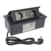 Przedłużacz SOFT biurkowy wpuszczany prostokątny 2 gniazda schuko + 2 x USB, 1,5m, czarny