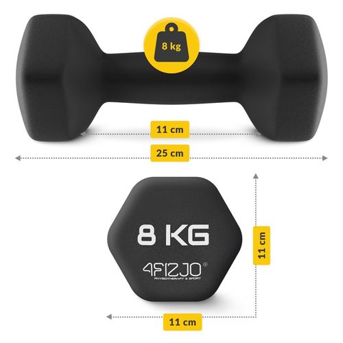 HANTLE CIĘŻARKI DO ĆWICZEŃ HANTELKI ŻELIWNE ANTYPOŚLIZGOWE ZESTAW 2x8 KG na Arena.pl