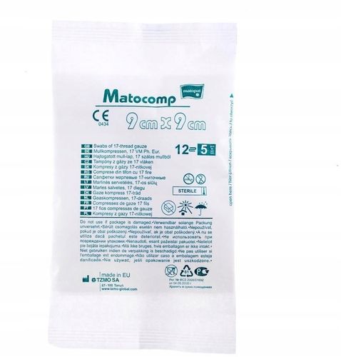 KOMPRESY JAŁOWE Z GAZY 17-NITKOWEJ 9x9cm MATOCOMP 3 szt x 15 OPAKOWAŃ na Arena.pl