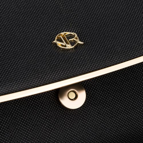 czarna, wizytowa torebka damska wykonana z tkaniny syntetycznej - rovicky na Arena.pl