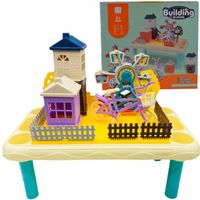 Wielofunkcyjny Stół 4w1 z Klockami Konstrukcyjnymi Budowa Rysowanie Schowek