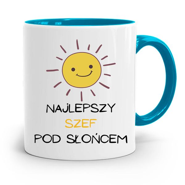 Kubek Błękitny Dla Szefa Najlepszy Pod Słońcem Z Nadrukiem Ze Zdjęciem zdjęcie 1