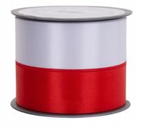 10 CM / 10 M TAŚMA WSTĄŻKA BIAŁO CZERWONA FLAGA KOTYLION