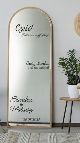 NAKLEJKA NA LUSTRO naklejki personalizowane na wesele ślub imprezę urodziny na Arena.pl