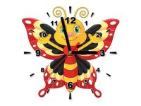 30X30CM ZEGAR ŻÓŁTO CZARNY MOTYL OBRAZ DREWNO