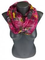 Cienki komin szyfon kwiaty różowy fuksja AP-10