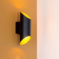 Kinkiet LAMPA ścienna QUIRIJN 09233/01/30 Lucide metalowa OPRAWA ścięta tuba czarna złota