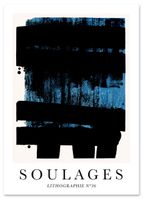 Plakat abstrakcja soulages czarny niebieski 40x50 cm