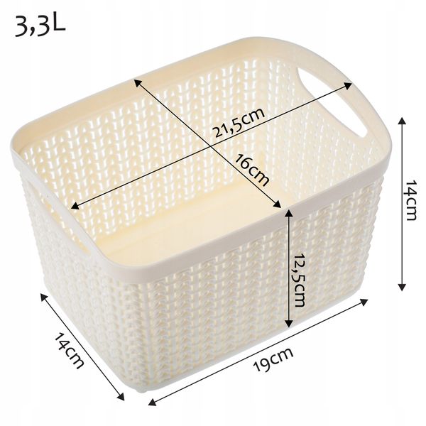 KOSZYK POJEMNIK PUDEŁKO PLASTIK KOSZ 3,3L KOLORY zdjęcie 5