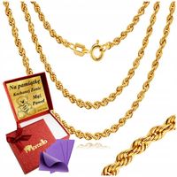 Złoty Łańcuszek Damski CORDA Kręcony Diamentowany 585 z Grawerem + GRATIS