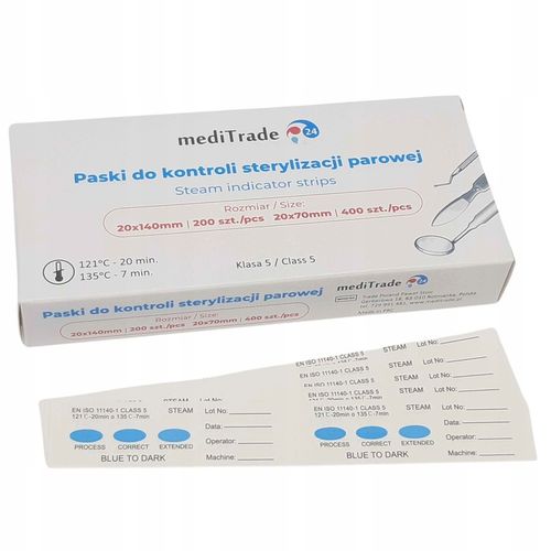 2x200 TESTY DO STERYLIZACJI PAROWEJ KLASA 5 V PASKI DO AUTOKLAWU 400 szt. na Arena.pl