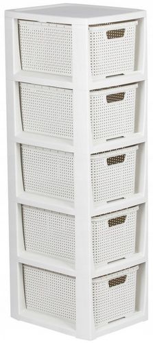 REGAŁ ŁAZIENKOWY BIAŁY SZAFKA 5 PÓŁEK KOMODA ŁAZIENKOWA RATTAN DUŻA na Arena.pl