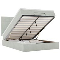 Rama łóżka otomana z materacami, szara, 140x200 cm, aksamit