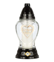 Znicz 1033 Serce czarne z drewnianą zawieszką Kochanej Babci 24 cm wys.