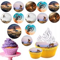 OPŁATEK na BABECZKI MUFFINKI zestaw na urodziny 12szt. - ROWERY ROWER