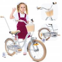 Rowerek 16 cali dla dziewczynki dziecięcy Pchacz kółka boczne Koszyk Flower