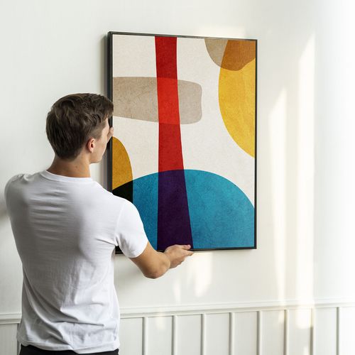 Plakat kolorowa abstrakcja geometryczna 21x30 cm w czarnej ramie na Arena.pl