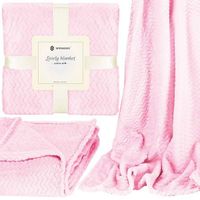 Narzuta na łóżko, pled 70x160cm tłoczony, dwustronny koc na kanapę ciemny różowy