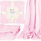 Narzuta na łóżko, pled 70x160cm tłoczony, dwustronny koc na kanapę ciemny różowy