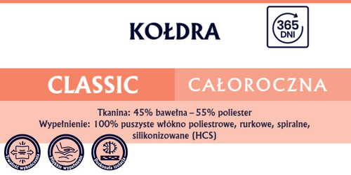 Kołdra całoroczna 200x220cm CLASSIC antyalergiczna | Kremowa | Inter Widex na Arena.pl