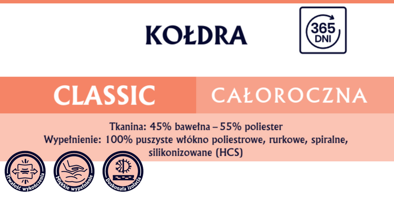 Kołdra całoroczna 200x220cm CLASSIC antyalergiczna | Kremowa | Inter Widex zdjęcie 5
