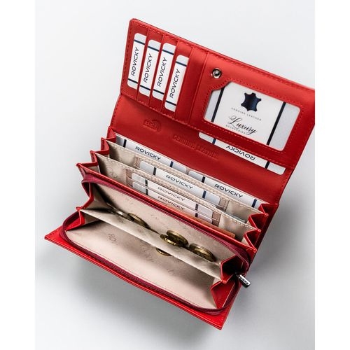 duży, czerwony portfel damski ze skóry naturalnej i ekologicznej - rovicky na Arena.pl