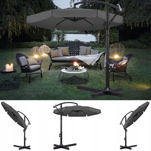 PARASOL ogrodowy DUŻY SKŁADANY SOLIDNY z WYSIĘGNIKIEM i FALBANĄ + POKROWIEC na Arena.pl