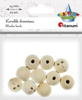 koraliki drewniane okrągłe buźki 14 mm 10szt titanum