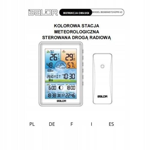 STACJA POGODOWA BALDR BEZPRZEWODOWA BAROMETR TERMOMETR LCD KOLOR na Arena.pl