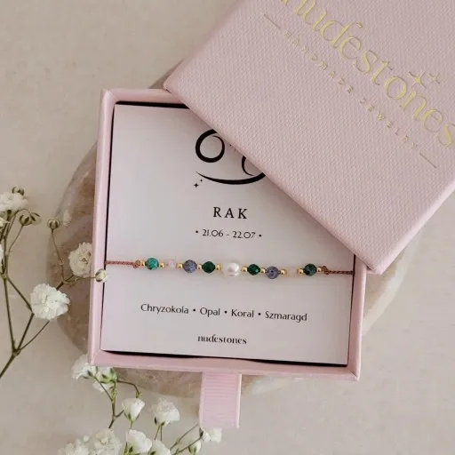 Bransoletka Znak Zodiaku RAK Kamienie Naturalne Koral zdjęcie 3