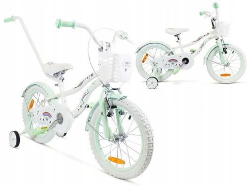 ROWER ROWEREK DZIECIĘCY DLA DZIEWCZYNKI PROWADNIK KOŁO 16 CALI RAINBOW MINT na Arena.pl