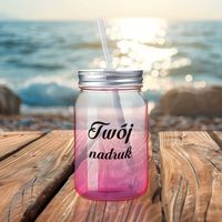 Szklanka Mason Jar z Twoim nadrukiem ze szkła z fioletowym dnem