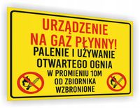 Znak Urządzenie na gaz płynny nadruk 20x15 cm dużo wzorów