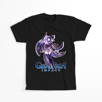 Koszulka Czarna Genshin Impact - Raiden Shogun Ei - WYBIERZ KOLOR KOSZULKI I FASON Męska 4XL