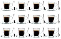 Szklanki z Podwójną Ścianką do Kawy 220ml Spodki + Łyżeczki 12 sztuk