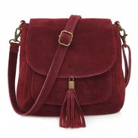 VERA PELLE torebka damska zamszowa listonoszka z klapą V449 c.bordowa